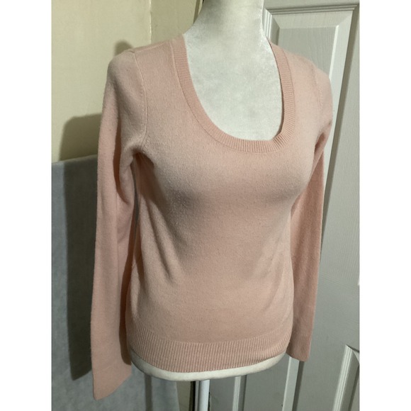 Vince Pink Scoop Neck Long Sleeve Wool Cashmere Sweater XS - Picture 2 of 5